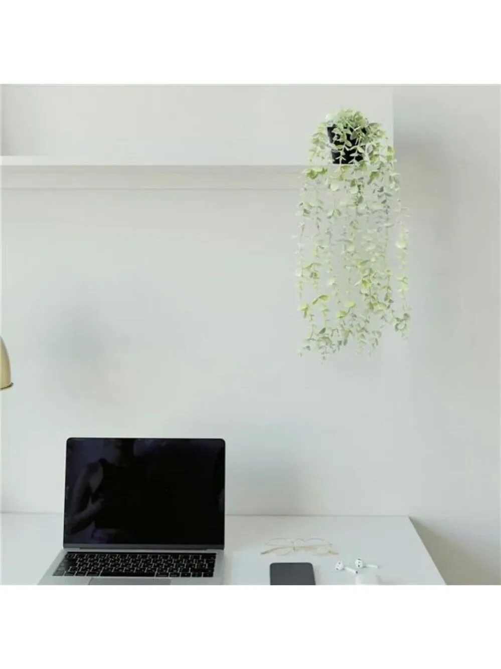 Artificial hanging plants set of 2 potted eucalyptus mandala leaves room decor